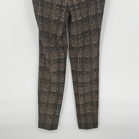 ANNE KLEIN Womens XXS Plaid Pants Black Gold Straight Leg Stretch Slim Fit New - Picture 6 of 15